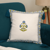 "Blue Bloom" Handblock Cushion Cover