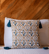 "Amber Bloom" Hand Block Printed Cushion Cover