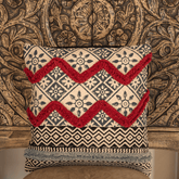 "Crimson Crest" Hand Block Printed Cushion Cover