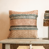 "Sahara Grid" Woven Cushion Cover with Lace Work