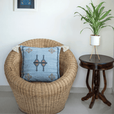 "Atlas Indigo" Embroidered Cactus Silk Cushion Cover