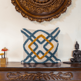 "Geometric Grove" Tufted Cotton Slub Cushion Cover