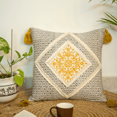"Golden Lattice" Block Printed Cushion Cover