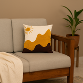 "Golden Dunes" Punch Needle Embroidered Cushion Cover