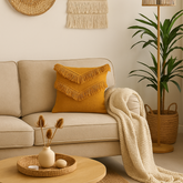 "Sunset Fringe" Cotton Slub Cushion Cover