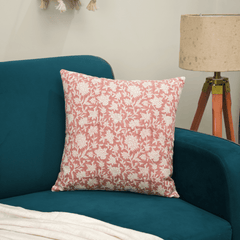 “Blush Bloom” Handblock Cushion Cover