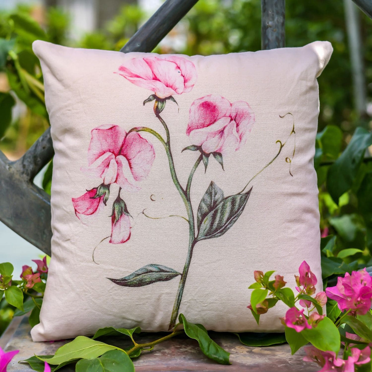 "Blush Vine" Digitally Printed Cotton Cushion Cover