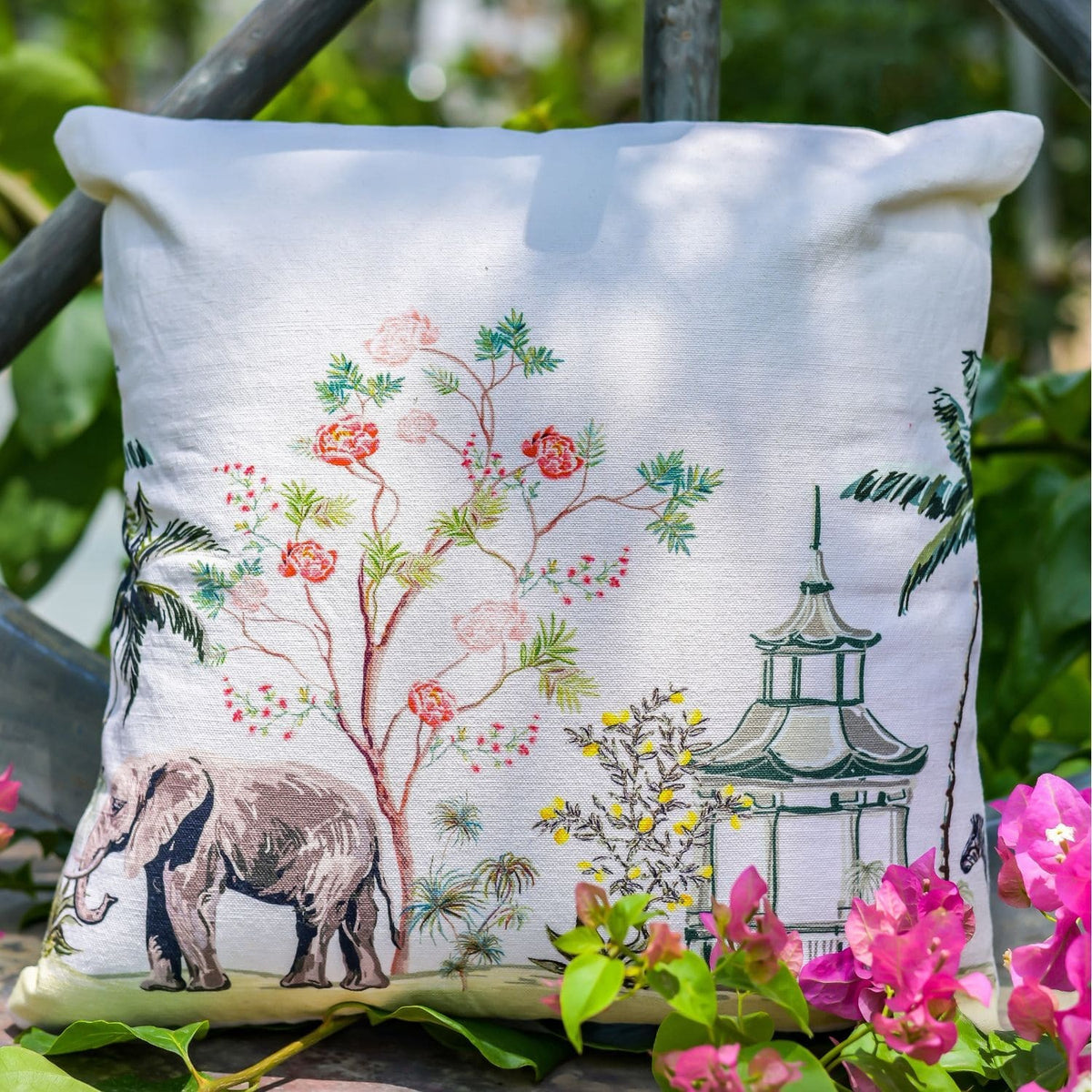 "Garden Parade" Digitally Printed Cotton Cushion Cover