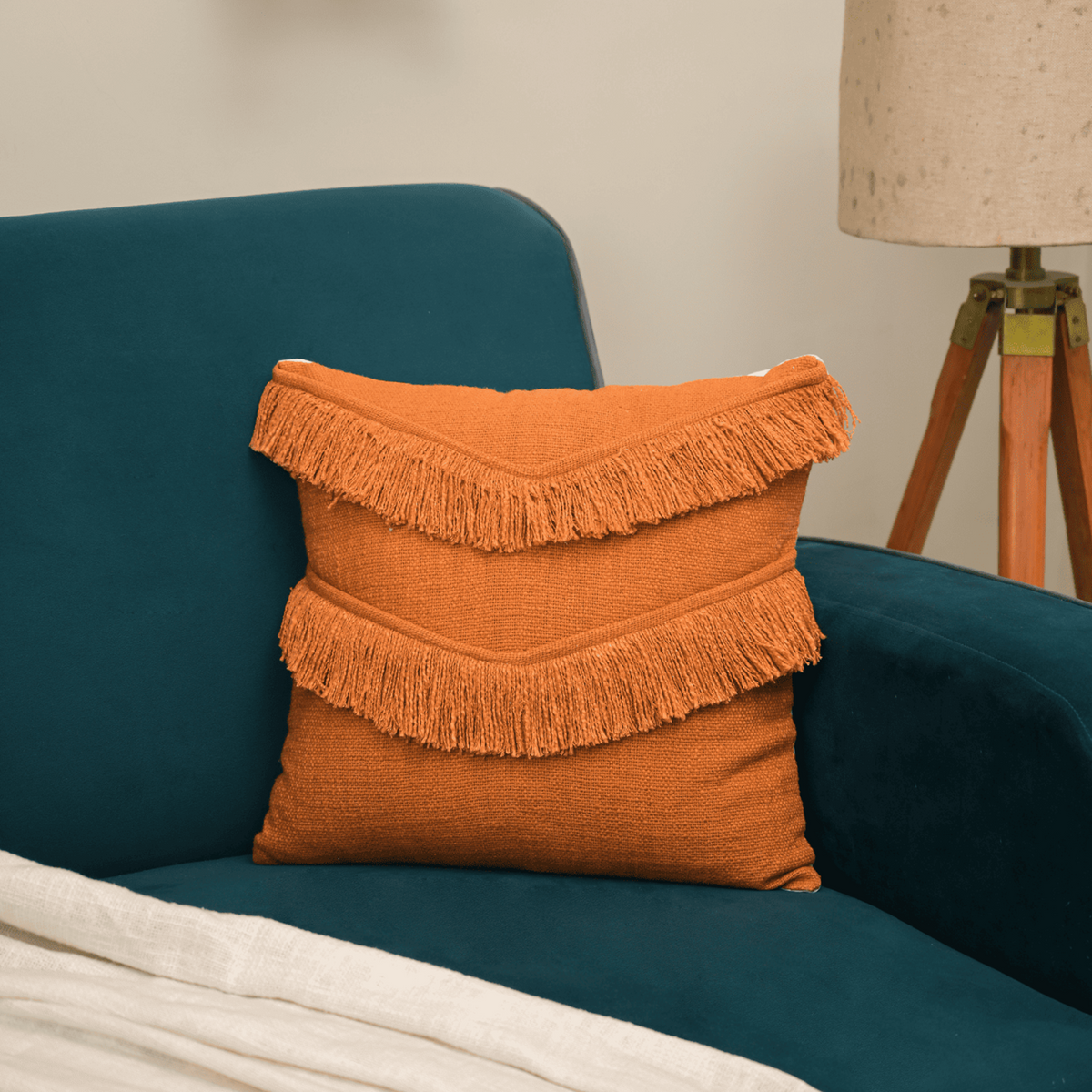 Sunset Fringe Embroidered Cushion Cover