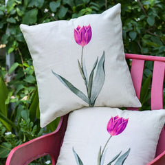 "Petal Up!" Tulip Digital Print Cotton Cushion Cover