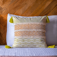 Rustic Hand Block Cotton Cushion Cover 16x16 In