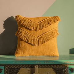 "Sunset Fringe" Cotton Slub Cushion Cover