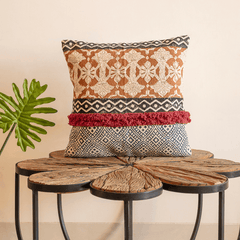 Rustic Hand Block Printed Cotton Cushion Cover