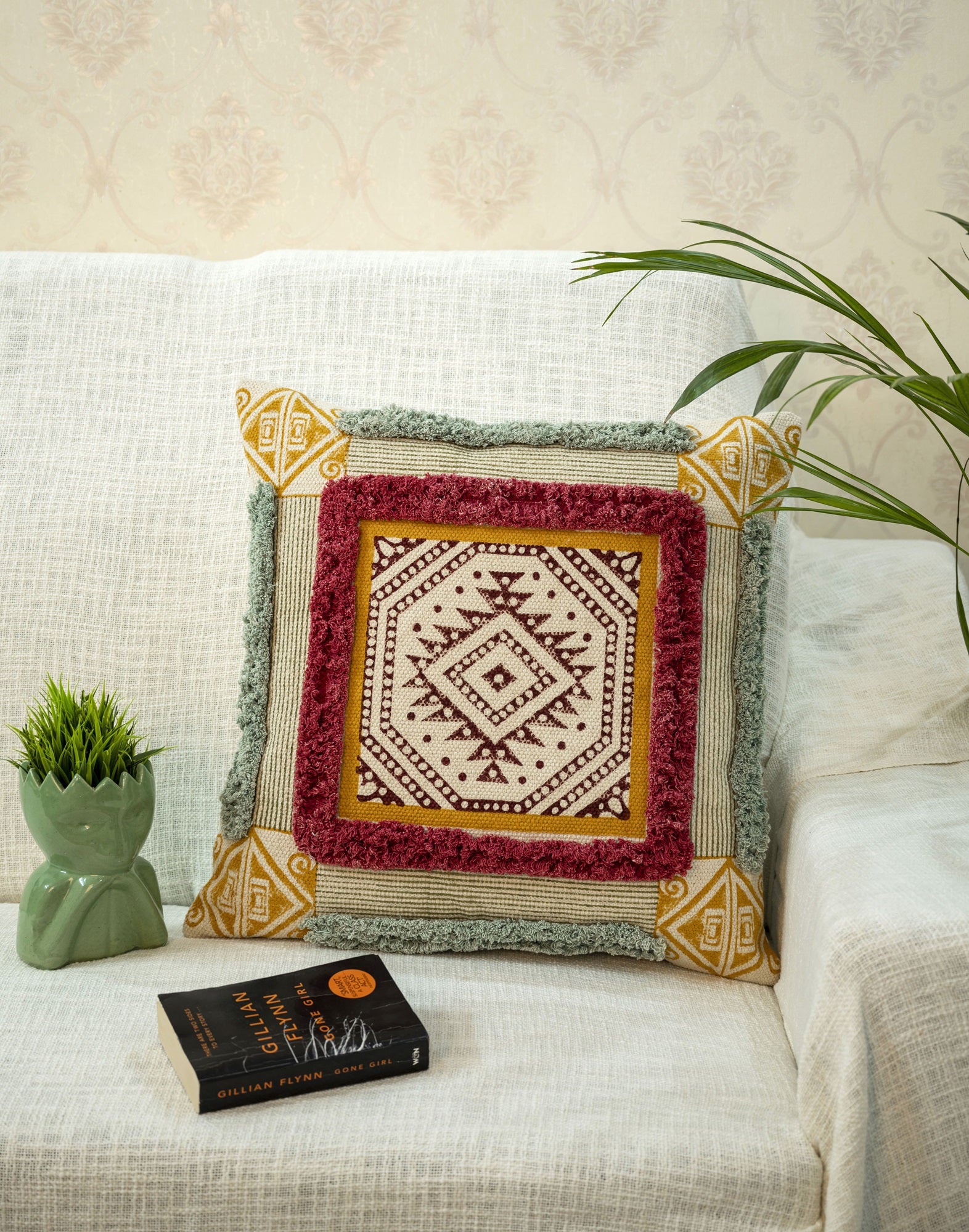 "Amber Crest" Royal Mandala Block Print Cushion Cover