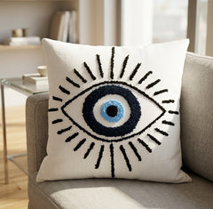 Hand-Tufted Evil Eye Protection Cotton Cushion Cover