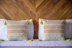 Rustic Hand Block Cotton Cushion Cover 16x16 In