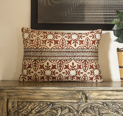 "Rust Grove" Hand Block Printed Cushion Cover with Embellishment