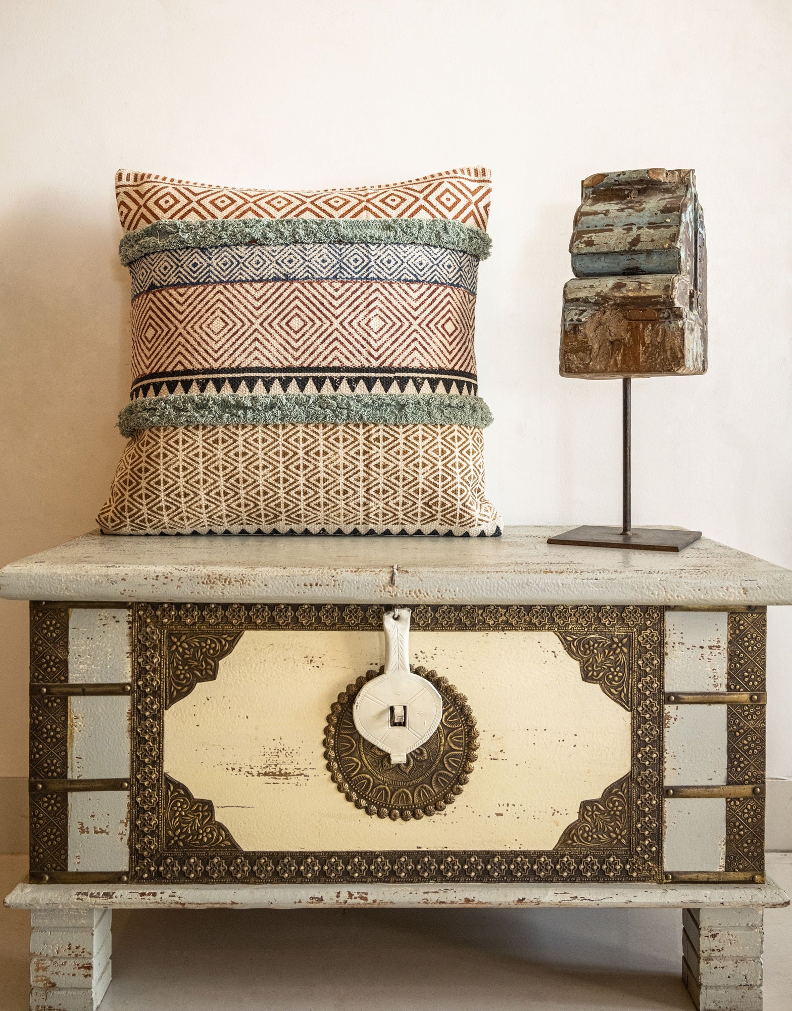 Rustic Color Hand Block Printed Cushion Cover