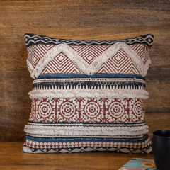 Geometric Hand Block Printed Cotton Cushion Cover