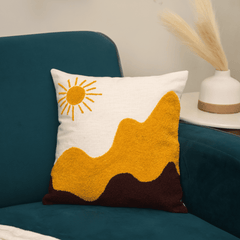 "Golden Dunes" Punch Needle Embroidered Cushion Cover