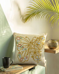 "Butterfly Bloom" Tufted Embroidered Cushion Cover