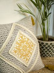 "Golden Lattice" Block Printed Cushion Cover