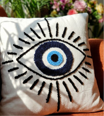 Hand-Tufted Evil Eye Protection Cotton Cushion Cover