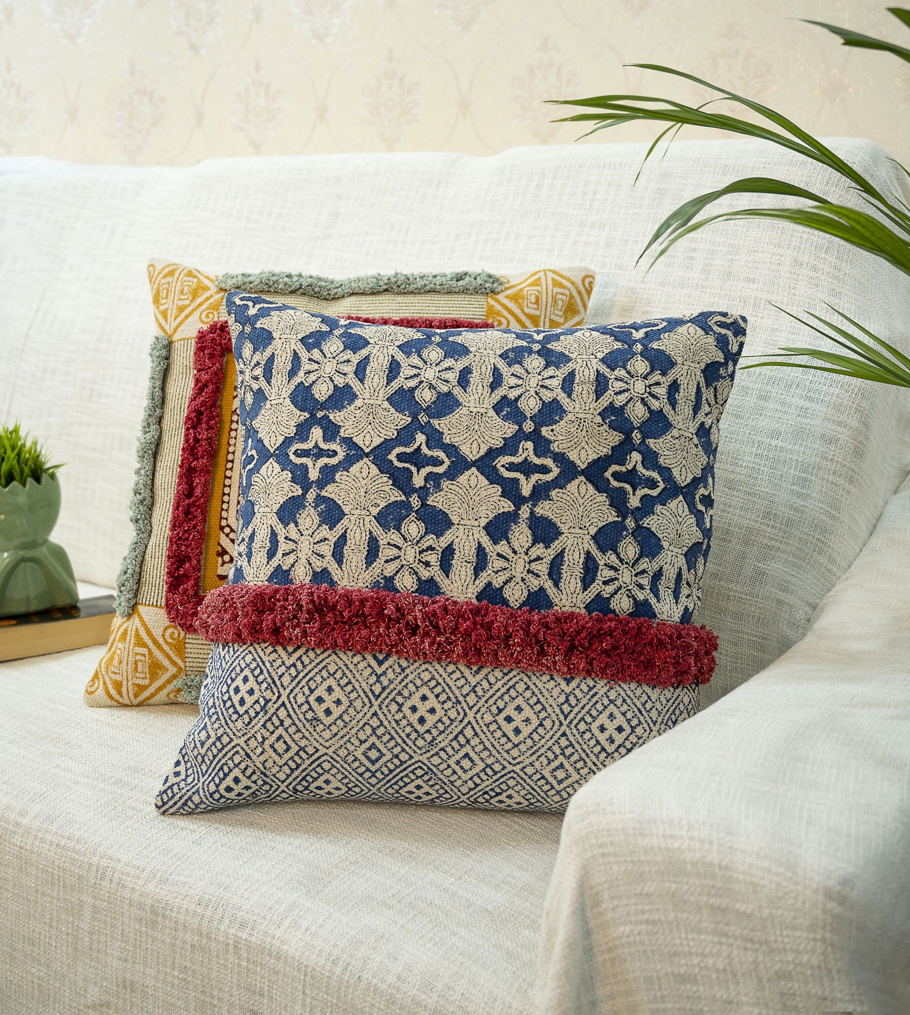 Indigo Hand Block Printed Decorative Cushion Cover