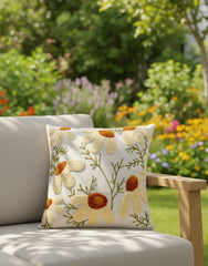 Hand-Tufted Daisy Meadow Linen-Cotton Cushion Cover