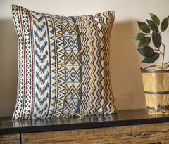 Embroidered Hand Block Printed Cushion Cover