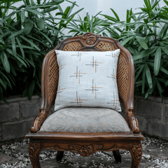 Off White Embroidered Cotton Slub Decorative Cushion Cover