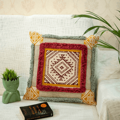 "Amber Crest" Royal Mandala Block Print Cushion Cover