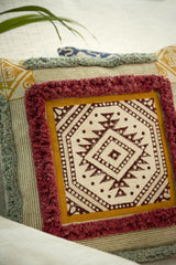 "Amber Crest" Royal Mandala Block Print Cushion Cover