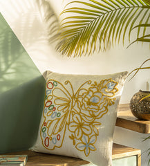 "Butterfly Bloom" Tufted Embroidered Cushion Cover