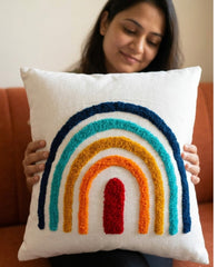 Tufted Rainbow Textured Cotton Cushion Cover