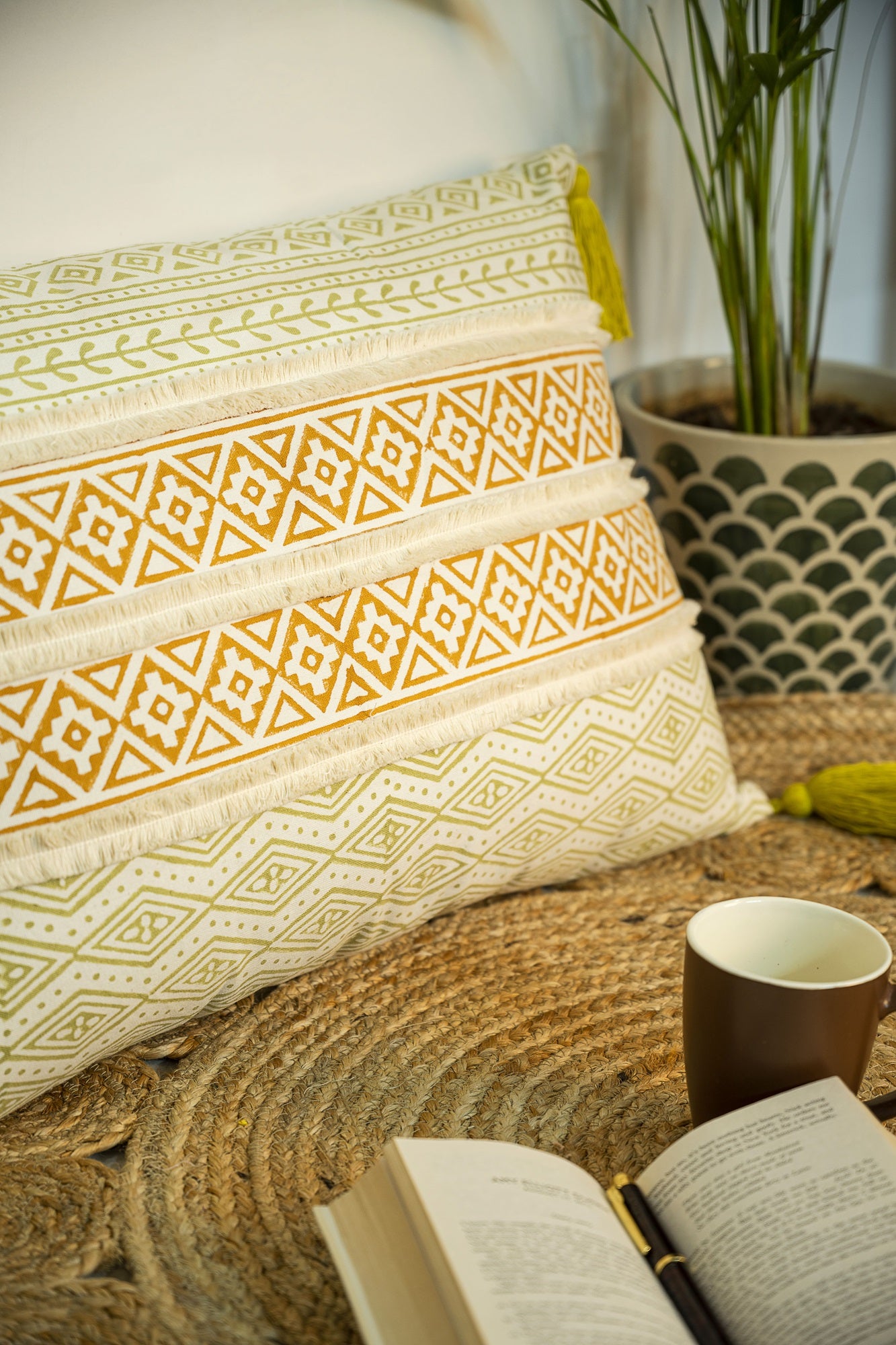 Multicolor Hand Block Printed Decorative Pillow Cover 16x24 In