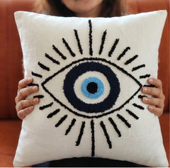 Hand-Tufted Evil Eye Protection Cotton Cushion Cover