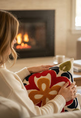 Hand-Tufted Mediterranean Floral Medallion Cotton Cushion Cover