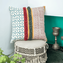 "Tribal Weave" Block Printed Cotton Cushion Cover