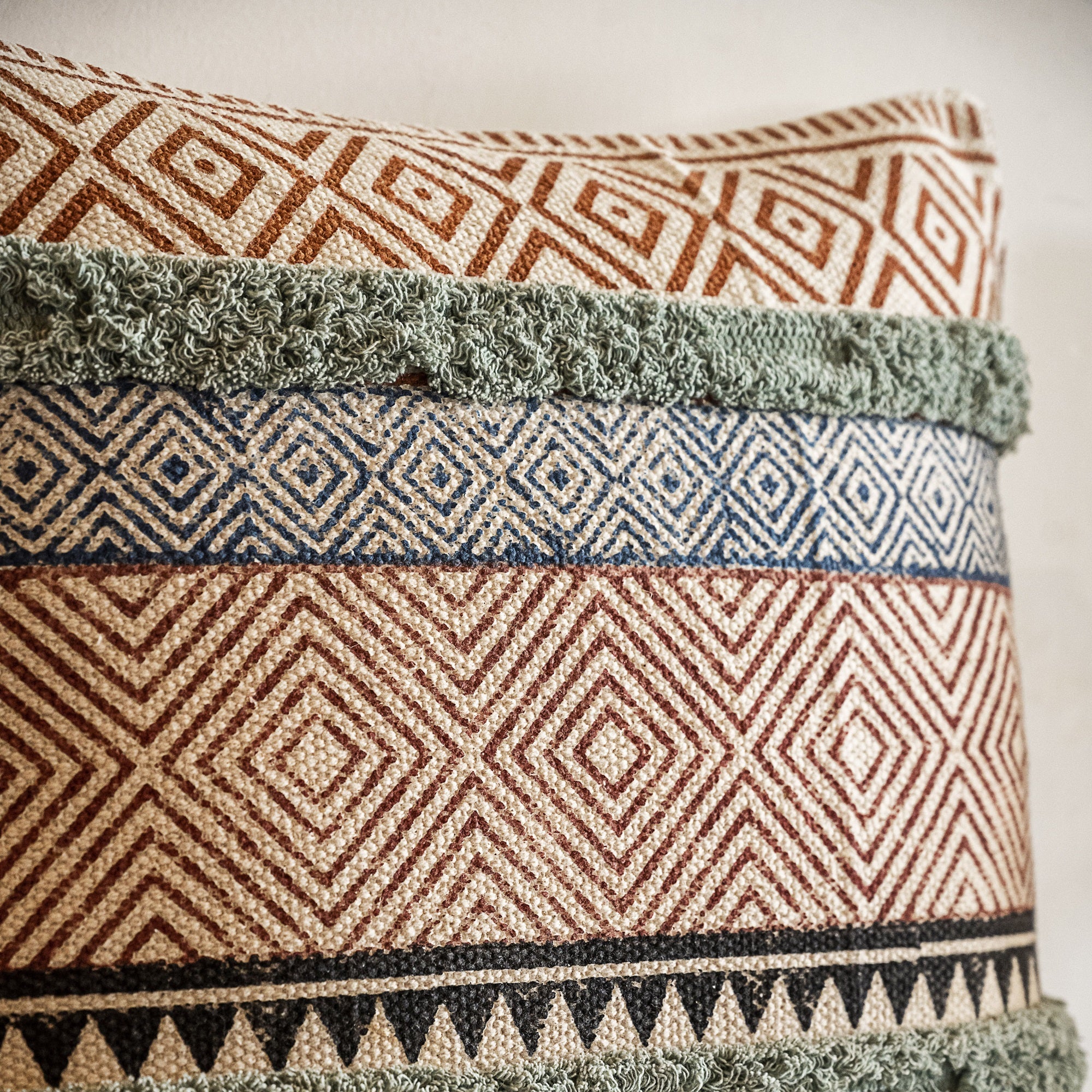 Rustic Color Hand Block Printed Cushion Cover