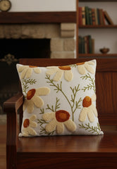Hand-Tufted Daisy Meadow Linen-Cotton Cushion Cover