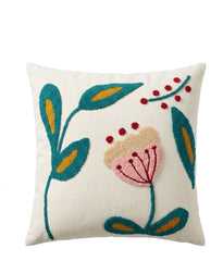Hand-Tufted Abstract Floral Botanical Cotton Cushion Cover