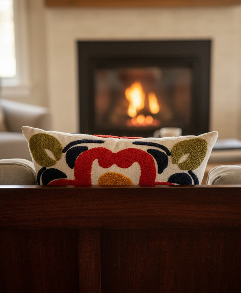 Hand-Tufted Mediterranean Floral Medallion Cotton Cushion Cover