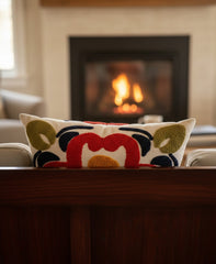Hand-Tufted Mediterranean Floral Medallion Cotton Cushion Cover