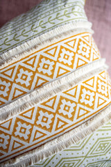 Rustic Hand Block Cotton Cushion Cover 16x16 In