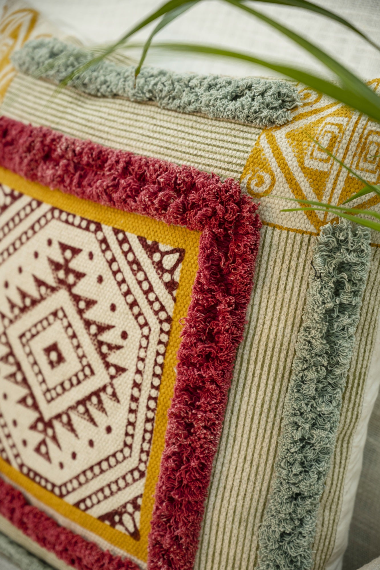 "Amber Crest" Royal Mandala Block Print Cushion Cover