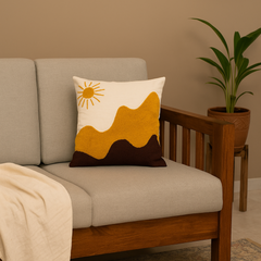 "Golden Dunes" Punch Needle Embroidered Cushion Cover