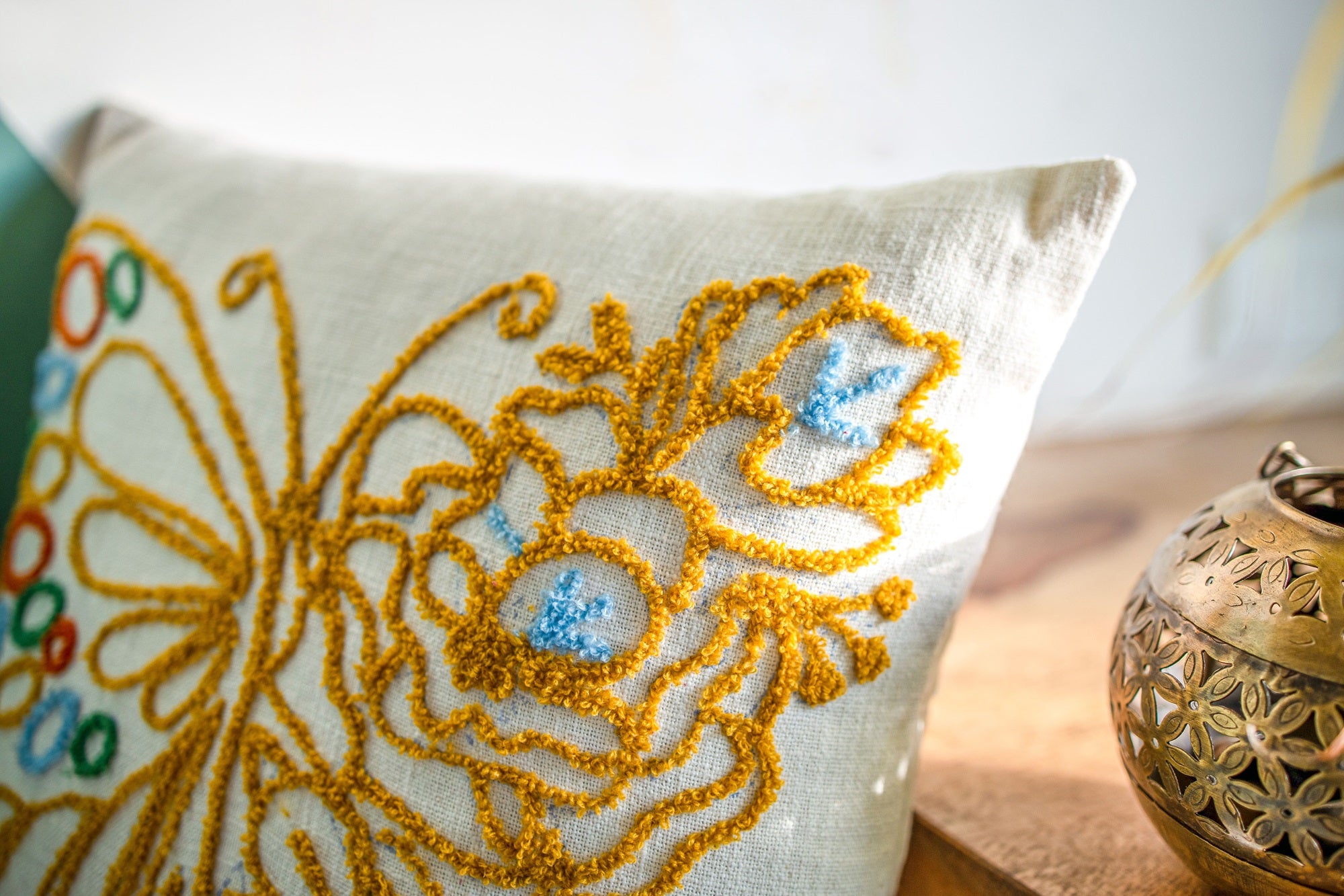 "Butterfly Bloom" Tufted Embroidered Cushion Cover