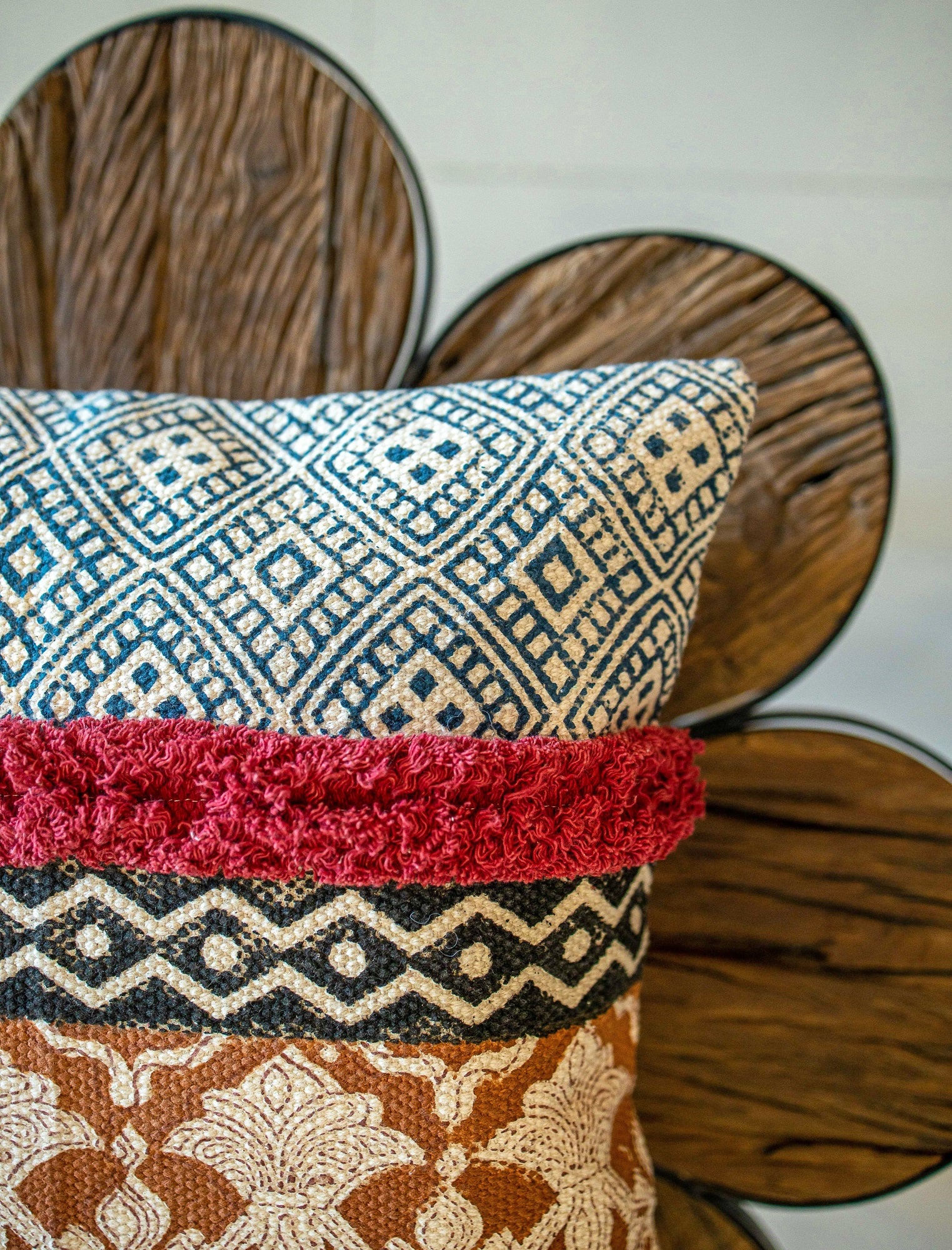 Rustic Hand Block Printed Cotton Cushion Cover