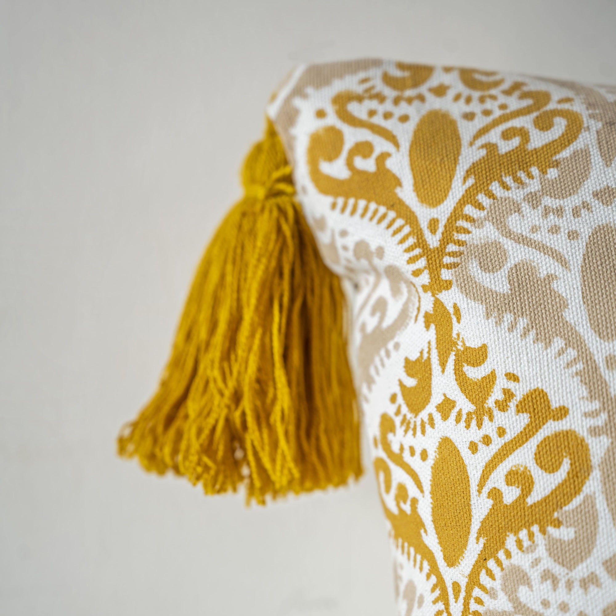"Golden Dusk" Hand Block Printed Cushion Cover
